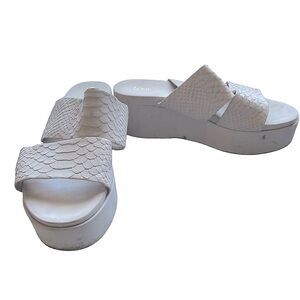 Lewit Lorena Tan Suede Platform Slide Sandal Leather Double Strap EU 41 Us10